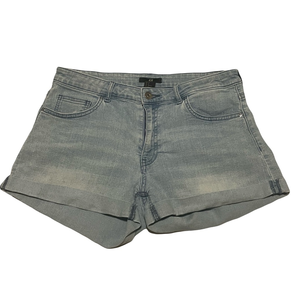 H&M Light Blue Denim Shorts Hot Pants Size 8